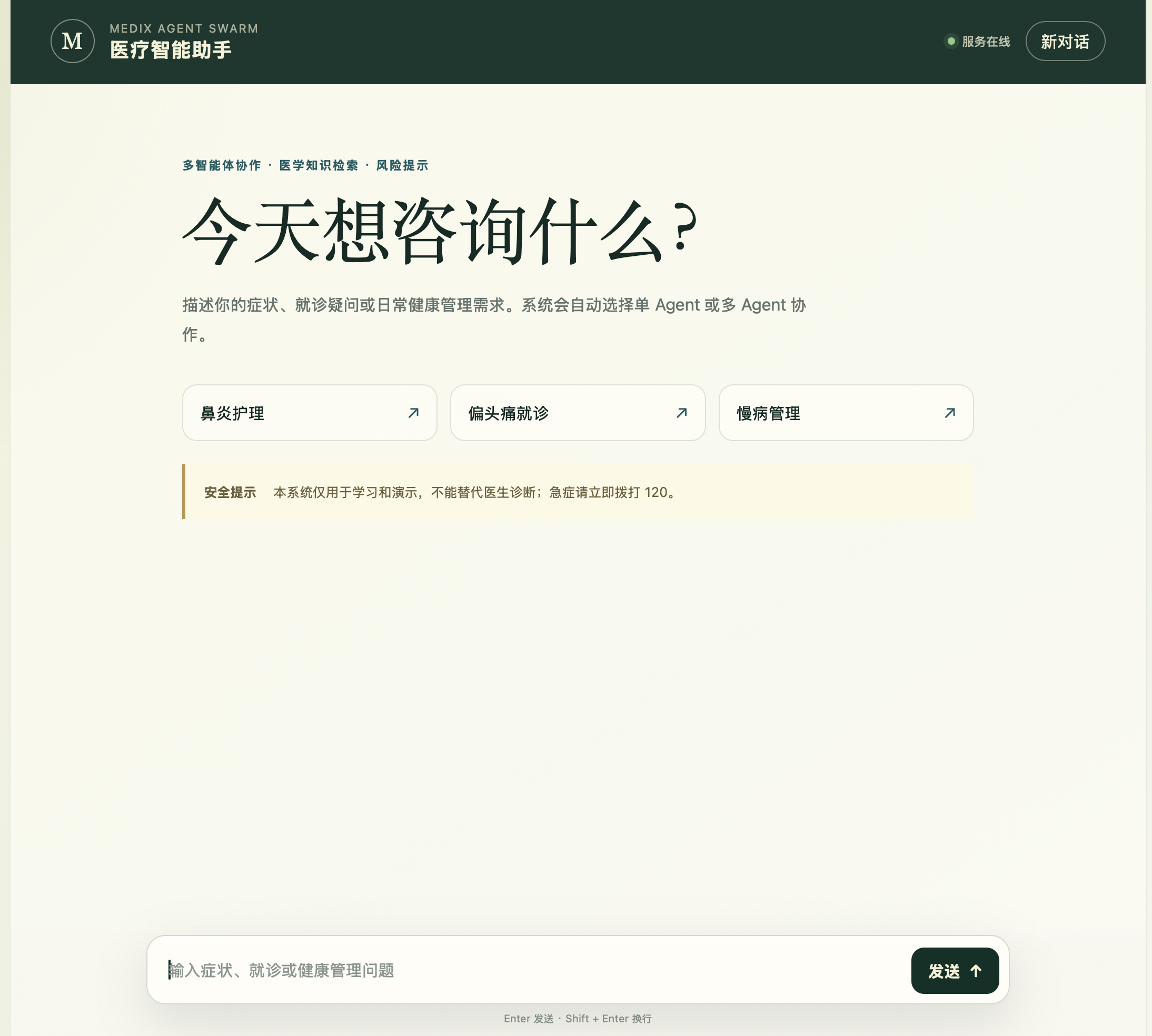 医疗智能助手网页端界面